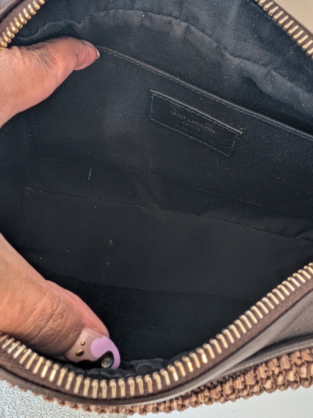 SAINT LAURENT Lou Ysl Monogram Raffia Camera Bag In Brown - Picture 14 of 14